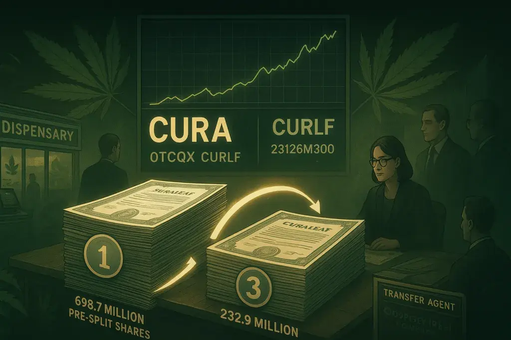 Curaleaf Executes 1-for-3 Reverse Stock Split as Share Count Drops by Two-Thirds